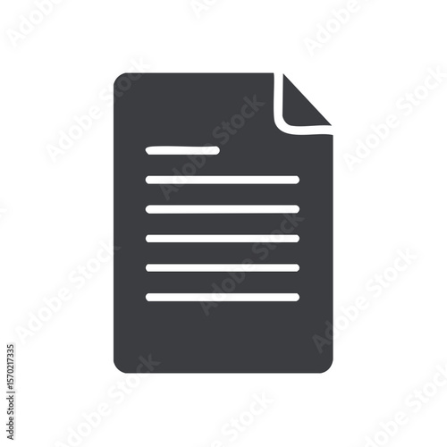 Dark Grey Document Icon with Text Lines and Folded Corner on Dark Background
