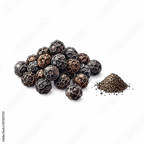 Peppercorns and Ground Pepper