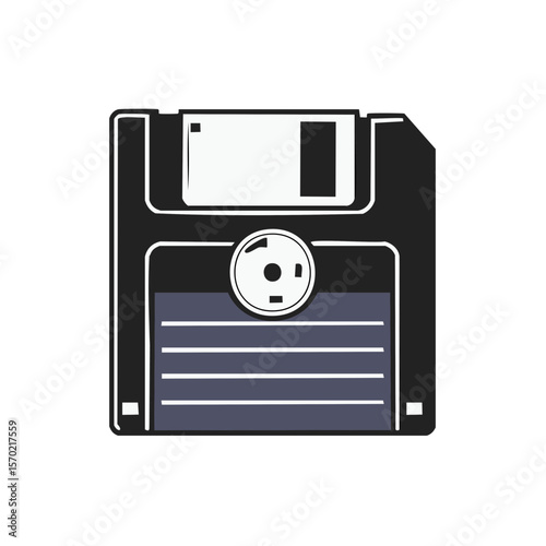 Retro Computer Floppy Disk Illustration Isolated on Black Old Data Storage Technology Digital Nostalgia Obsolete Device Media Information Save File