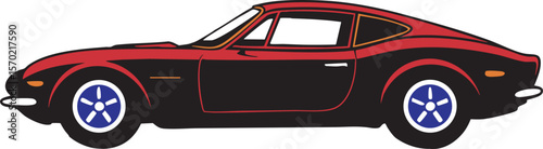 Classic Retro Sports Car Side View – Colourful Vector Illustration.