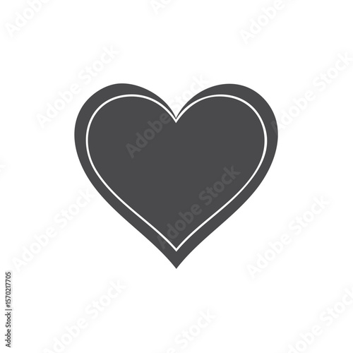 Heart Icon Silhouette Gray on Black Backdrop for Valentine's Day Romance and Minimalist Design Element