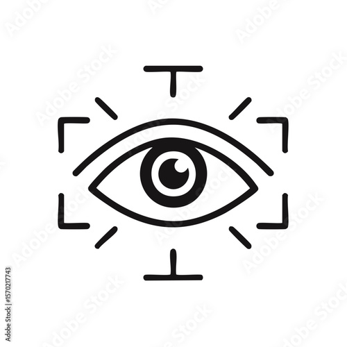 Eye Scan Biometric Security Technology Digital Identification Verification Access Line Art Icon