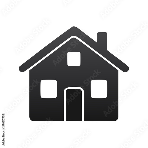 Simple house icon in grey on black for real estate construction architecture and home purchase concept