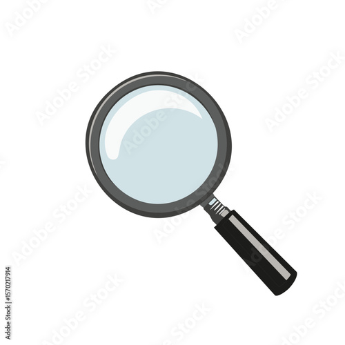 Magnifying Glass on Black Background Search Tool Examination Equipment Illustration