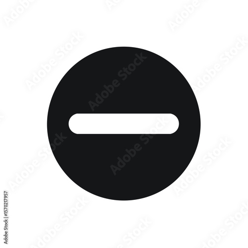 Dark Circular Icon with Horizontal Line Represents Negative Restriction No Entry Forbidden Sign