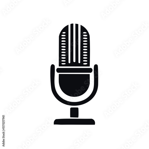 Vintage Style Microphone Illustration Dark Tone Audio Broadcasting Recording Device