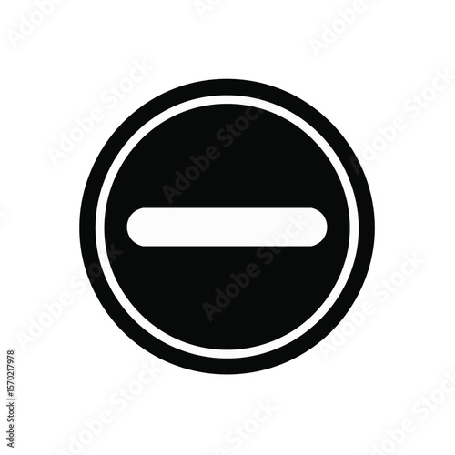Prohibition Symbol with Black Circle and Horizontal White Line Showing Stop Sign