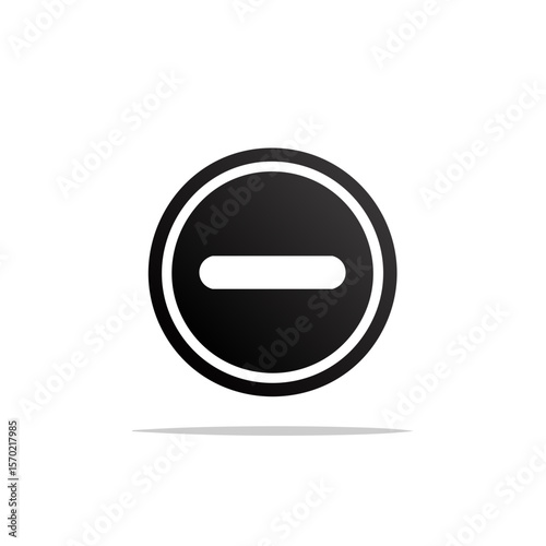 Black Minimalist Subtract Symbol Icon on Dark Backdrop Signifying Reduction or Negative Action