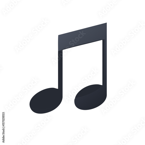 Music note illustration on black backdrop simple graphic icon for sound, melody, tone