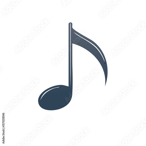 Isolated musical eighth note icon on black background representing melody rhythm and harmony