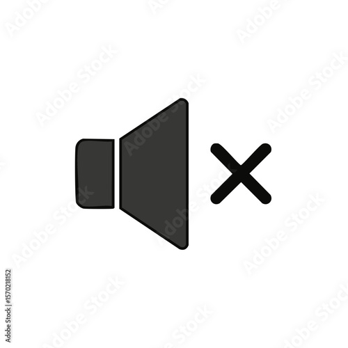 Mute Symbol Displaying No Audio with a Black Background. Gray Volume Icon and Red Cross Showing Volume Off
