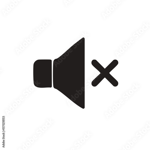 Mute Sound Audio Icon Isolated on Black Minimalist Design for Silent Mode Concept