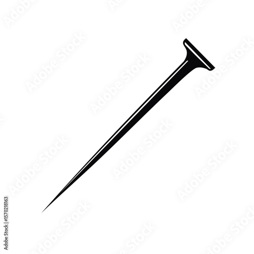 Simple Metal Nail Illustration Black on Black Background for Construction and Carpentry Projects