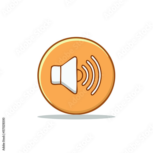 Volume Symbol in Orange Circle with Sound Waves Illustration on Black Background