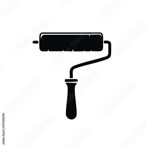 Simple Black Paint Roller Illustration for Construction and Decoration Projects