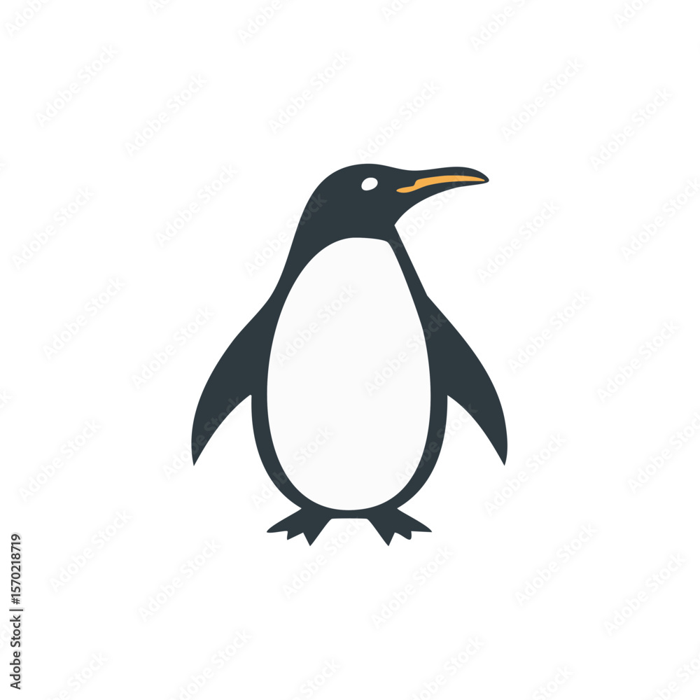 Fototapeta premium Simple penguin illustration against a dark background showcasing animal wildlife character avian species and cold climate nature icon