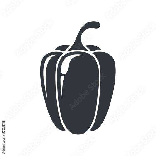 Silhouette illustration of a bell pepper, vector graphic on a black background, design element for healthy eating and vegetarian concepts