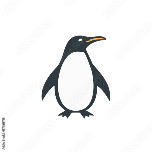 Simple penguin illustration against a dark background showcasing animal wildlife character avian species and cold climate nature icon