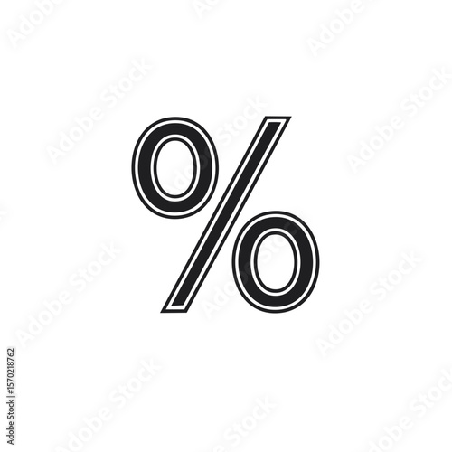 Simple outline percentage symbol isolated on a black background for financial themes related to marketing and retail