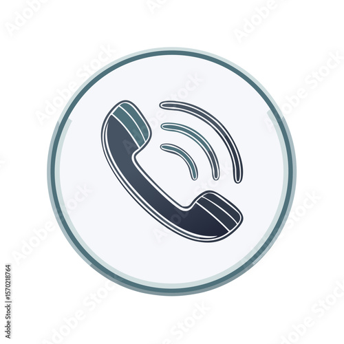 Stylized Phone Icon with Call Connection Signal in a Circle for Communication and Contact
