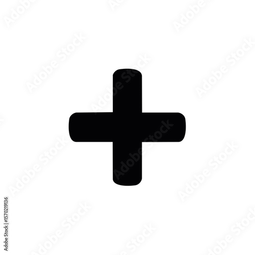 Black Cross Symbol Icon on Dark Background Simple Plus Sign Shape Isolated