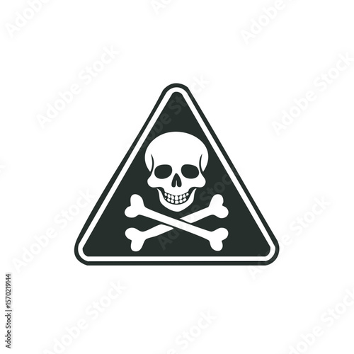 Danger Sign Featuring Skull and Crossbones on Black Background Safety Hazard Warning