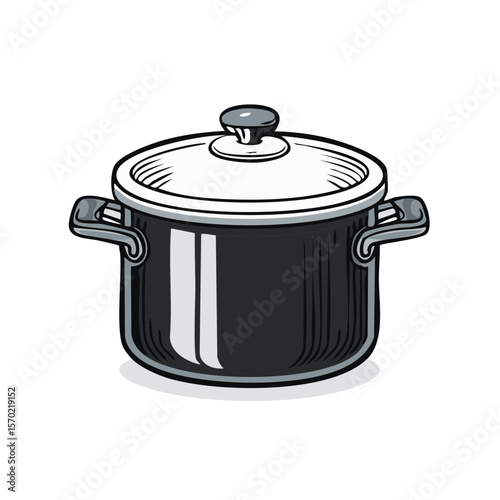 Vintage Style Cooking Pot with Lid for Food Preparation and Culinary Themes