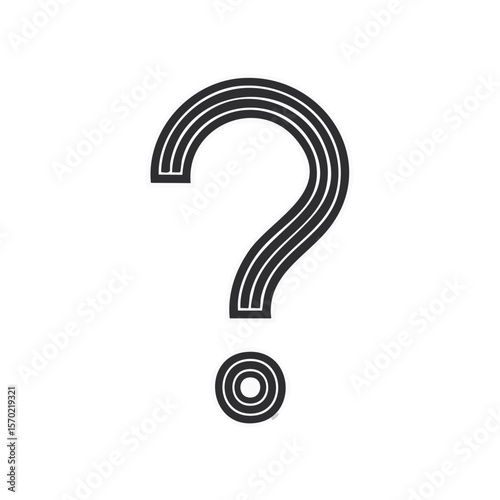 Striking Question Mark Graphic Illustration Symbolizing Inquiry and Uncertainty on Black Background