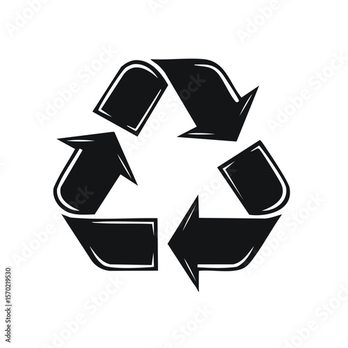 Recycle symbol arrows on black background representing reuse reduction and recycling
