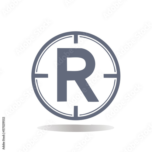 Letter R in Round Target Design on Black, Represents Precision, Accuracy, and Focus