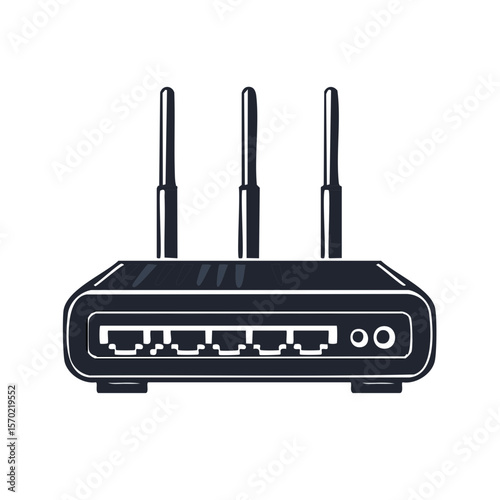Doodle Style Network Router with Three Antennas for Home or Office Wireless Internet