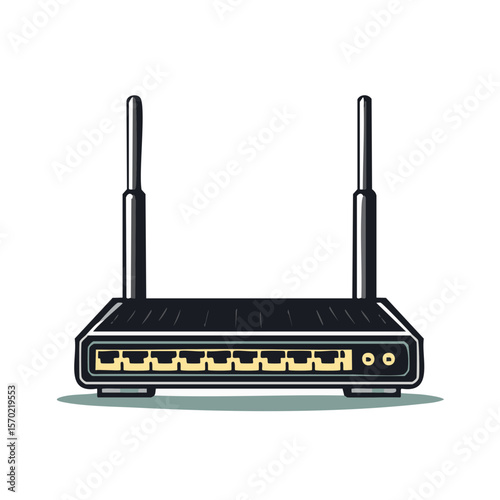 Illustration of a Wireless Router with Antennas for Internet Connection