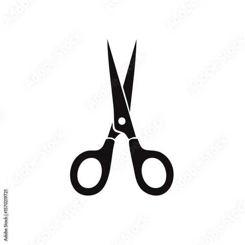 Simple scissor icon illustration in silhouette against a dark background, office and craft tool, DIY projects and stationary, cut and trim