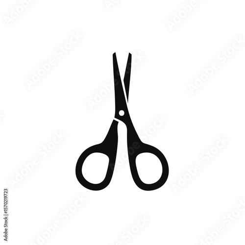 Scissors silhouette cutting and trimming tool for paper crafts or grooming hair sharp blades against dark background minimal design