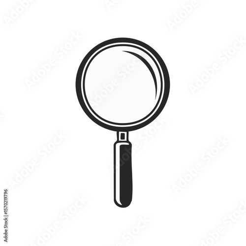 Magnifying glass icon in black and white for search find inspection investigation and discovery purposes perfect for graphic design elements
