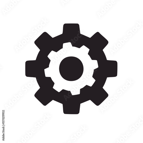 Gear mechanism illustration for settings interface system configuration on black background