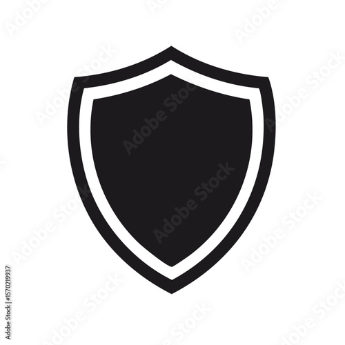 Simple black shield icon security and protection concept badge element for graphic design and vector illustration