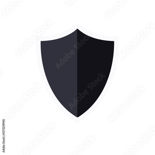 Shield emblem illustration for protection and security concepts with white outline on dark background representing guard and defense.