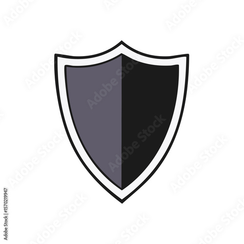 Minimalist security shield icon on black background defense protection safety system concept emblem badge symbol graphic vector design.