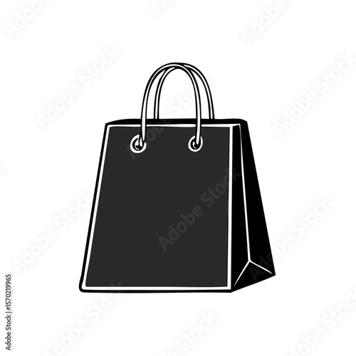 Simple shopping bag icon isolated on black background Retail commerce carrying accessory Fashionable handbag symbol Vector element