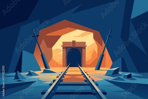 Mysterious Mountain Tunnel Railroad Tracks Leading into the Unknown