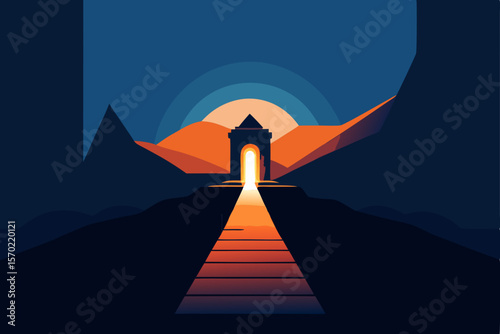 Sunset Desert Temple A Path to Enlightenment, Spiritual Journey, and Inner Peace