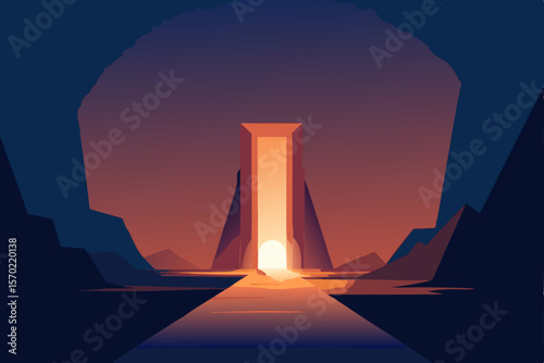 Sunset Portal A Glowing Gateway to a Mystical Landscape