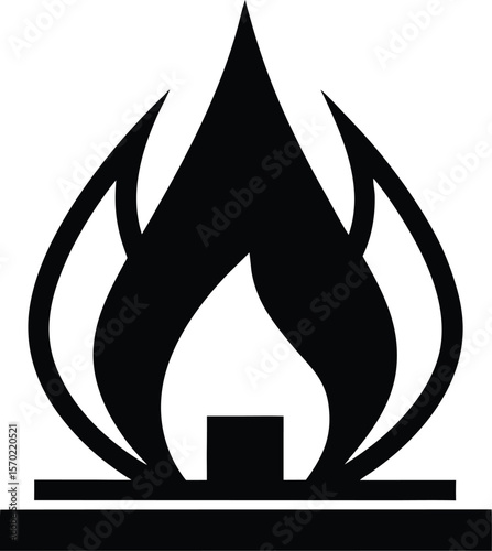 natural gas icon vector silhouette on transparent background