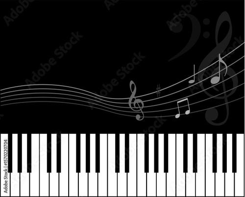 Elegant Piano Keyboard Music Notes Background