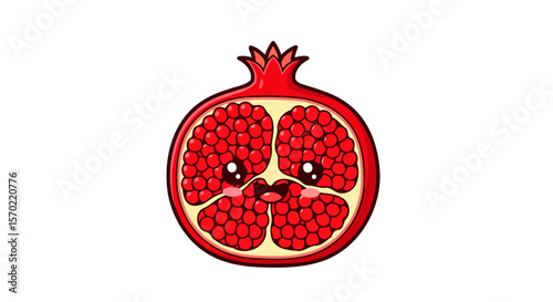 Adorable Cartoon Pomegranate A Delightful Fruit Illustration