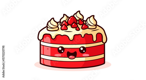 Red Velvet Cake Cartoon Illustration A Delicious and Sweet Treat