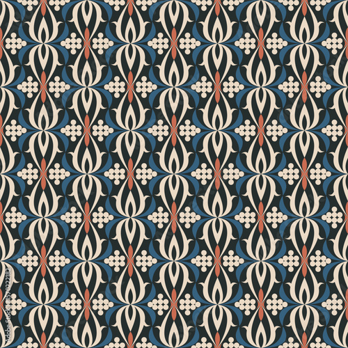 Vintage Detailed Floral Ornament Seamless Repeatable Pattern Design