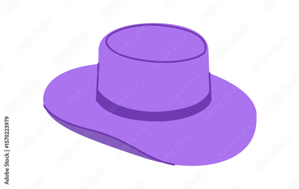 Outback Aussie Akubra Hat with band. Head Fashion accessory cap with wide brim clothing technical illustration. Vector headgear for Men, women, unisex style, flat template CAD mockup sketch outline