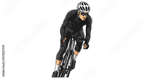 Cyclist in Action A Dynamic Road Bike Race Scene